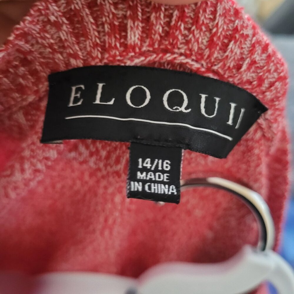 Eloquii Red & White Ruffle Sleeve Sweater 14/16 Stretch Comfy - Picture 2 of 6